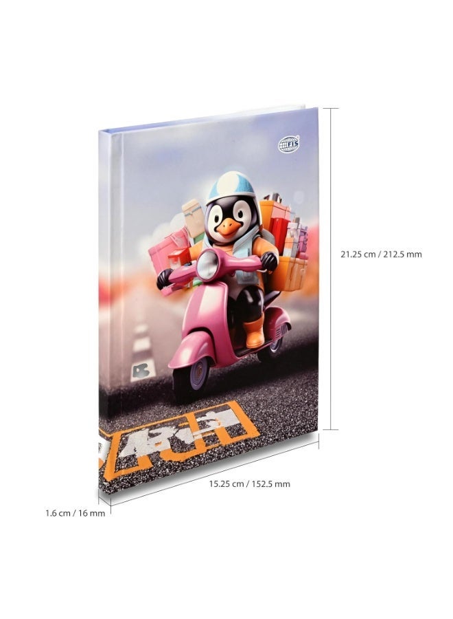 FIS® Hard Cover Notebook, Size A5(148x210mm), 96 Sheets, 192 Pages, Single Ruled, Packet of 5 Pieces, Penguin Design 1-FSNBHCA596-PEN1 - Image 2